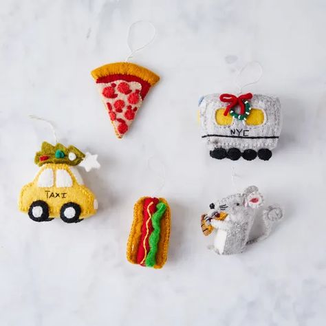 Party & Holiday Decorations - Shop Christmas Ornaments & Stockings - Page 3 | Food52 Subway Pizza, Felt Advent Calendar, Nyc Holidays, Christmas In New York, Ornaments For Christmas, Felt Wreath, Felt Ornament, Holiday Set, Felt Christmas Ornaments