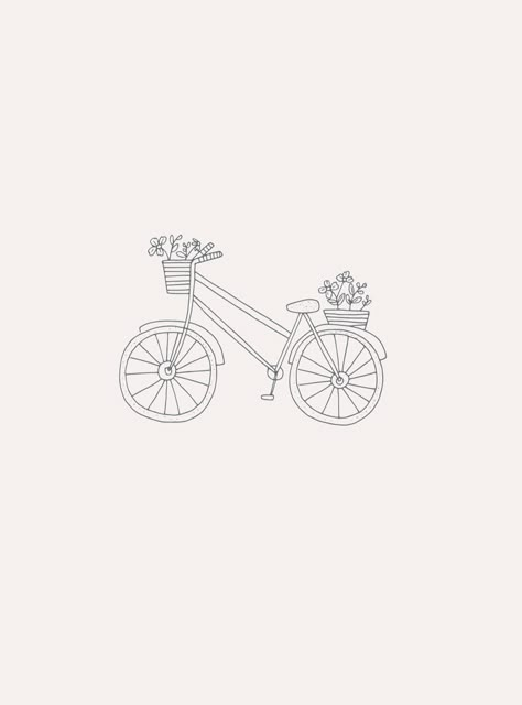 Cute Bike Tattoo, Dainty Bike Tattoo, Cute Bike Drawing, Bike Doodle Easy, Bicycle Illustration Simple, Amsterdam Bike Tattoo, Fine Line Bike Tattoo, Simple Bike Tattoo, How To Draw A Bike