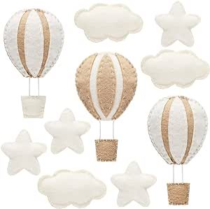 Poen 10 Pcs Star Hot Air Balloon and Cloud Nursery Decor Western Wall Decor for Bedroom Felt Clouds Stars Hot Air Balloon Nursery Decor Hot Air Balloon Wall Decor for Kids Bedroom Baby Nursery Decor Felt Wall Decor, Balloon Nursery Decor, Hot Air Balloon Nursery Decor, Air Balloon Nursery, Cloud Nursery Decor, Baby Nursery Wall Decor, Balloon Nursery, Cloud Nursery, Western Wall Decor