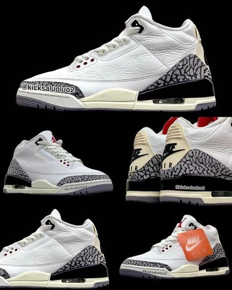 Jordan 3 White Cement Outfit Black Women, Jordan 3 Reimagined, Jordan 3 White Cement Reimagined, White Cement Reimagined, Jordan 3 White Cement, Shoes Streetwear, Nike Air Jordan Shoes, Instagram 2023, All Nike Shoes