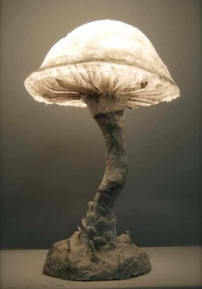 Paper Mache Fungus Mushroom Lamp made from recycled paper, Elmer’s glue, and hot glue. Painstakingly handcrafted with attention to detail and texture. Suitable for placement … Paper Mache Fungus Mushroom Lamp Read More » Seni Pastel, Lampe Diy, Mushroom Crafts, Instruções Origami, Hemma Diy, Paper Mache Sculpture, Handmade Lamps, Unique Tables, Light Sculpture