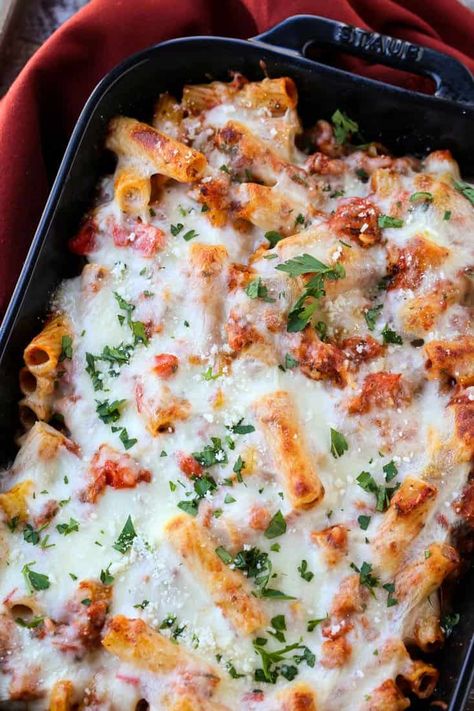 Best Baked Ziti Recipe Italian Sausages, Baked Ziti With Pumpkin And Sausage, Sausage And Kale Baked Ziti, Sausage Red Pepper Pasta, Sausage Bell Pepper Pasta, Sausage And Roasted Red Pepper Pasta, Best Baked Ziti Recipe, Baked Italian Sausage, Sausage And Peppers Pasta