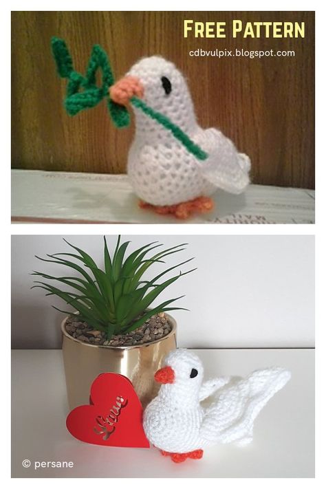 Crochet Olive Branch, Small Donkey, Peace Ukraine, Dove With Olive Branch, Cupcake Dolls, Crochet Bird, Crochet Bird Patterns, Crochet Baby Booties Pattern, Crochet Patterns Free