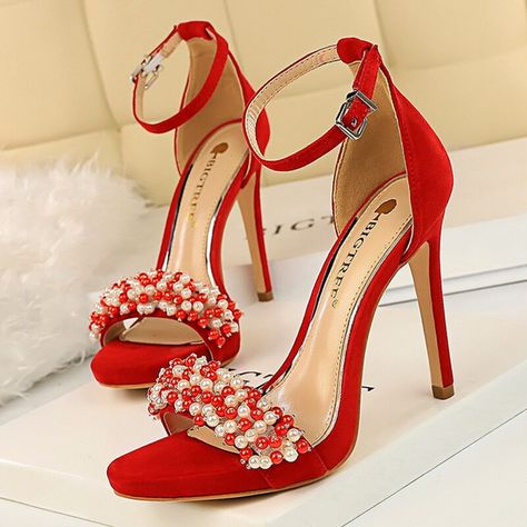 Trendy High Heels, Ankle Strap Sandals Heels, Women Heels, Open Toe High Heels, Rhinestone Sandals, Super High Heels, Fashion Sandals, Fashion High Heels, Ankle Strap Heels