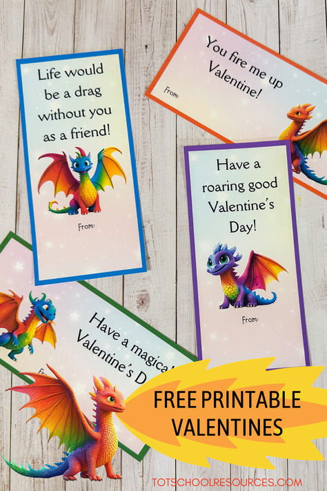 Kids love dragons and they will love these printable dragon valentines! Pair them with a cute dragon treat for classmates this Valentine's Day. Dragon Valentine, Free Valentine Cards, Valentines Cookies, Rainbow Dragon, Valentine's Ideas, Class Valentines, Valentine Gifts For Kids, Cute Dragon, Printable Valentines