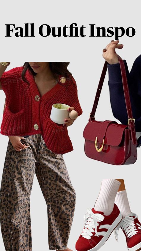 Fall outfit Inspo!!! #fallfashion #outfitinspo #fall #cheetah #red Cheetah Fall Outfits, Red Pants Fall Outfit, Cheetah And Red Outfit, Red And Cheetah Outfit, Red Pants Fall, Cheetah Print Clothes, Cheetah Outfit, Panthers Outfit, Maximalist Outfit