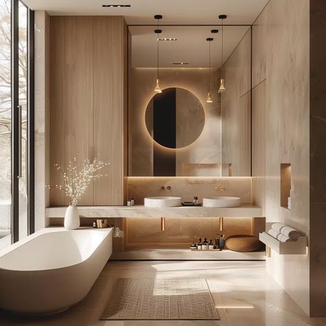 Luxury Washroom Design Master Bath, Bathroom Interior Design Modern Master Bath, Luxury Washroom Design, Modern Washroom Design, Minimal Bathroom Design, Ideas For Bathrooms, Modern Master Bath, Warm Bathroom, Bathroom Organization Ideas