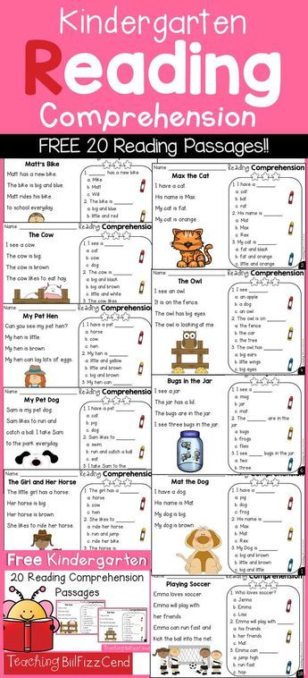 FREE Printable Kindergarten Reading Comprehension Pack Kindergarten Comprehension, Kindergarten Reading Comprehension, Reading Comprehension Kindergarten, Daily Five, Kindergarten Readiness, Kindergarten Fun, Unit Studies, Homeschool Kindergarten, Reading Comprehension Passages