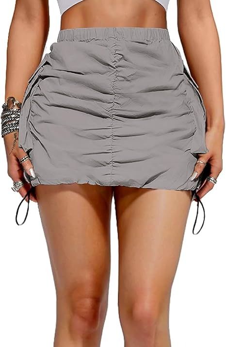 Amazon.com: Womens Cargo Skirt Y2K - Casual Summer High Waisted Bodycon Pencil Ruched Mini Skirts Side Drawstring and Pockets Black M : Clothing, Shoes & Jewelry Womens Cargo, Y2k Casual, Skirt Y2k, Cargo Skirt, Women Cargos, Summer Casual, Shoes Jewelry, Top Styles, Fashion Branding