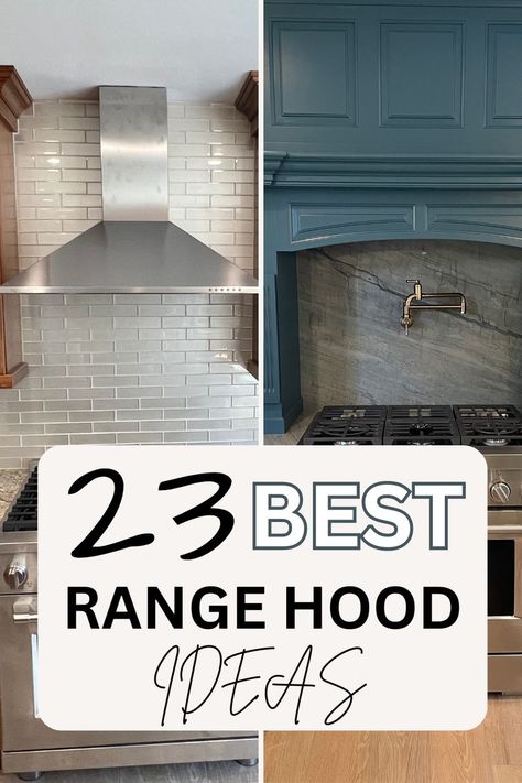 Stainless Steel Oven Hood, Kitchen With Chimney Hood, Range Hood Decorating Ideas, Stove Top Hood Ideas, Above Range Ideas, Custom Oven Hoods, Kitchen Mantle Over Range, Kitchen Hood Backsplash Ideas, Hood Stove Ideas