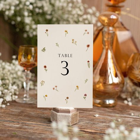 Wildflower Wedding Table, Flower Table Numbers, Table Numbers For Wedding, Table Number Template, Wildflower Design, Number Templates, Flower Table, Wedding Table Number, Diy Templates