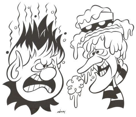 Patrick Owsley Cartoon Art and More!: HEAT MISER & SNOW MISER original art - RANKIN/BASS Miser Brothers Christmas, Famous Illustrators, Miser Brothers, Snow Miser, Heat Miser, Doodle Journal, Minions Coloring Pages, Christmas Tattoo, Awesome Artwork