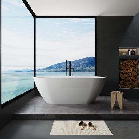 The freestanding structure makes the bathtub installation easy and quick. Also, you can move this bathtub anywhere you want. Transform your bathroom space into a relaxing oasis. Bathtub Installation, Contemporary Bathroom Decor, Freestanding Bathtub, Whirlpool Bathtub, Acrylic Bathtub, Soaking Bathtubs, Bathroom Layout, High Gloss White, Bathtubs