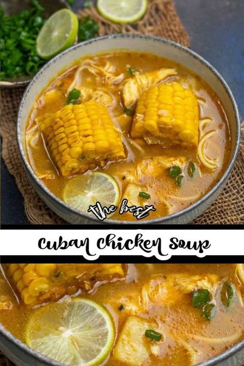 Caribbean Chicken Soup Recipes, Cuban Chicken Noodle Soup, Carribean Chicken Soup, Spanish Chicken Noodle Soup, Latin Chicken Soup, Roasted Chicken Soup Recipe, Chicken Wings Soup, Dominican Chicken Soup, Cuban Chicken Soup Recipes