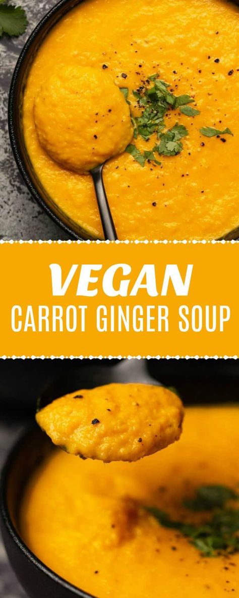 The best ever creamy vegan carrot ginger soup. This light and refreshing soup is zesty, tangy and ultra fresh tasting. Simple and so delicious. #vegan #plantbased | lovingitvegan.com Light Vegan Soup, Vegan Carrot Ginger Soup, Vegan Carrot Soup, Creamy Carrot Soup, Carrot Ginger Soup, Ginger Soup, Vegetarian Nutrition, Soup Appetizers, Coconut Soup