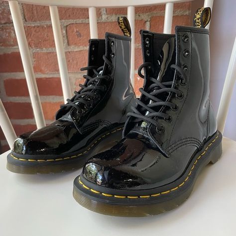 Dr. Martens Patent Leather Lace Up/Combat Boots Dr Martens Patent, Doc Marten, Lace Up Combat Boots, Boot Style, Dr Martens Shoes, Martens Shoes, Doc Martens, Leather Lace, Dr. Martens Boots