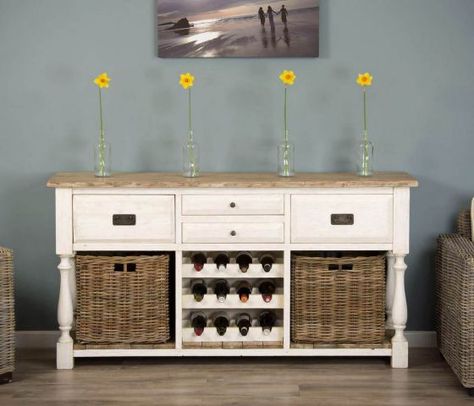 Dressers and Cabinets - Dining Room Furniture - Sustainable Furniture Coastal Dresser, Sideboard With Wine Rack, Furniture Dressers, Built In Wine Rack, Cabinet Dining Room, Modern Chests, Modern Chest Of Drawers, Reclaimed Pallet Wood, Teak Sideboard