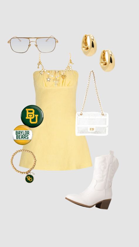 Baylor outfit Baylor University Game Day Outfit, Baylor Game Day Outfit, Baylor Outfits, Baylor Football, Preppy Country, Baylor University, Game Day Outfit, Concert Fits, Country Concerts