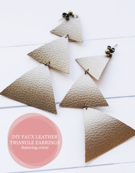 DIY Faux Leather Triangle Earrings Featuring @OfficialCricut #ad #fashion #OOTD #accessory #DIY #FixerUpper #Handmade #jewelry #earrings #vegan #Cricut Cricut Leather Projects, Cricut Leather, Diy Projects For Adults, Cricut Inspiration, Circuit Ideas, Trendy Jewerly, Ad Fashion, Leather Scraps, Earrings Diy