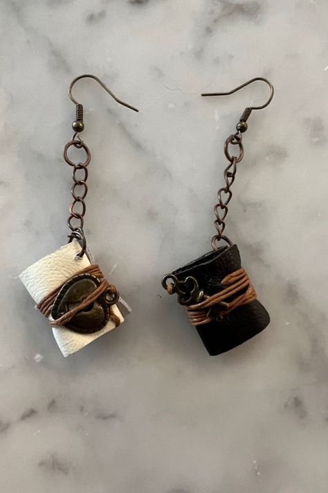 Dark Academia Book Earrings Book Lover Jewelry, Dark Academia Jewelry, Dark Academia Book, Dark Academia Outfits, Dinosaur Valentines, Dark Academia Style, Steampunk Leather, Book Earrings, Steampunk Earrings