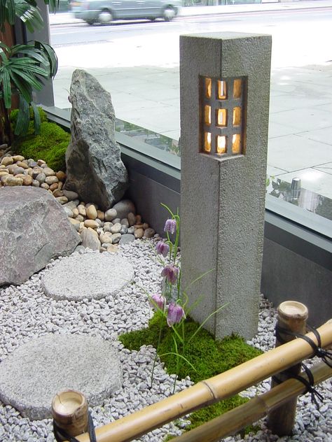 Fake Boulders, Indoor Japanese Garden, Japanese Garden Lighting, Japanese Stone Garden, Asian Lanterns, Indoor Zen Garden, Japanese Garden Backyard, Japanese Garden Lanterns, Restaurants London