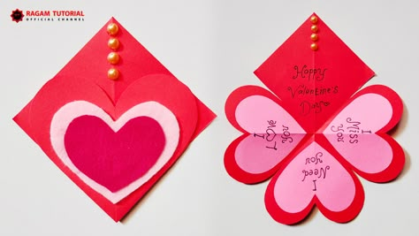 Membuat Kartu Valentine dari Kertas Origami - Valentine's Day Card - Greeting Card Handmade I Need You, You And I, Origami