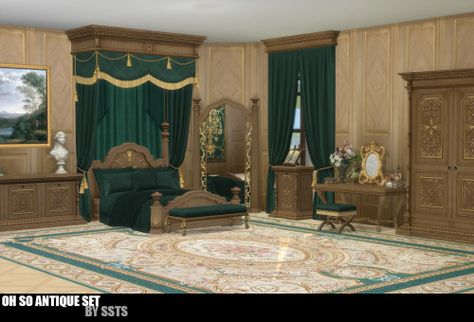 Sims Wardrobe, Ts4 Medieval, Sims Furniture, Victorian Bath, Royal Bed, Royal Bedroom, Furniture Cc, Sims 4 Kitchen, Glamourous Bedroom