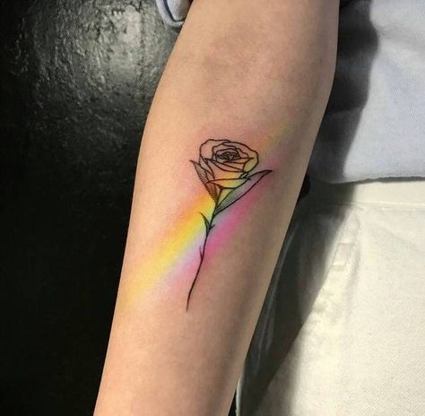 rose, tattoo, and aesthetic image Lgbt Tattoo, Rainbow Tattoo, Tatuagem Masculina Pequena, Rainbow Tattoos, Small Rose Tattoo, Muster Tattoos, Inspiration Tattoos, Geniale Tattoos, Tatuaje A Color