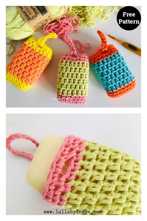 Crochet Soap Saver, Soap Sack, Crochet Washcloth Free, Soap Saver Bag, Pouch Crochet, Small Gifts For Friends, Simple Soap, Crochet Scrubbies, Soap On A Rope