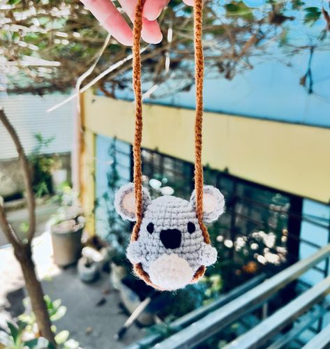 Meet Koala! 🐨 Our Second Animal on a Swing from the collection of 10 :) Pattern of all 10 are available on Etsy! https://emnashthreads.etsy.com Car Hangers, Swing Design, Crochet Animal, Pdf Patterns, Craft Time, Crochet Animals, Animal Design, Koala, Fiber Art