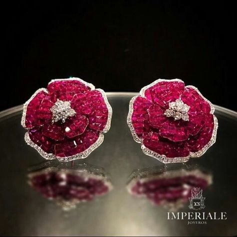 Roses are red. Gorgeous Ruby and Diamond Earrings Ruby And Diamond Earrings, Earrings Luxury, Jewelry Diamonds, Indian Jewellery Design Earrings, Roses Are Red, Art Jewelry Contemporary, Sterling Bracelets, Beads Earrings, Bridal Gold Jewellery Designs