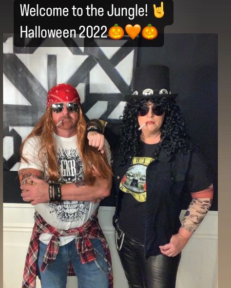 Axel And Slash Costume, Axel Rose Costume, Slash Costume Female, Slash Halloween Costume, Slash And Axl Costume Halloween Couples, Slash Costume, Welcome To The Jungle, Costumes For Women, Halloween Fun