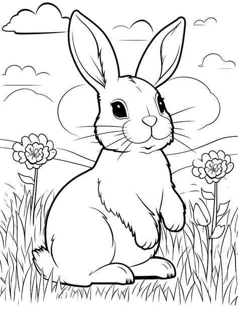 Rabbit Coloring Pages, Chibi Bunny, Rabbit Printable, Rabbit Coloring, Bunny Sketches, Bunny Coloring, Frog Coloring Pages, Rabbit Pictures, Rabbit Colors