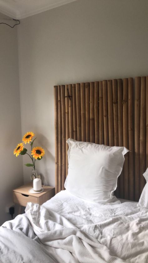 Bamboo Bed Frame Diy, Bamboo Headboard Bedroom, Bali Headboards, Headboard Ideas Ratan, Bamboo Bed Headboard, Bamboo Headboard, Zen Interiors, Bamboo Crafts, Bamboo Wall