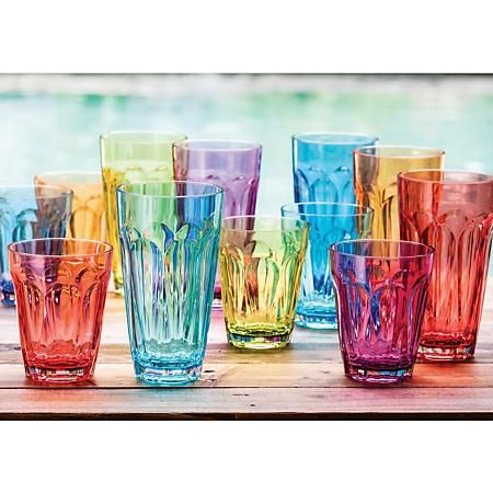 Tritan Highball and DOF Tumbler Set, 12 Pack (Assorted Colors) - Sam's Club Acrylic Glassware, Mini Village, Outdoor Drinkware, Accessories Photography, Drinkware Sets, Melamine Dinnerware, Members Mark, Highball Glasses, Plastic Tumblers