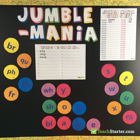 Jumble Mania Phonics Game Phonics Games Kindergarten, Games For The Classroom, Phonics Resources, Blends Activities, Phonics Instruction, Phonics Games, Sight Words Kindergarten, Phonics Reading, Classroom Language