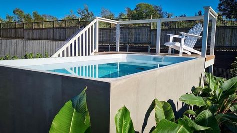 Black Group Pools on Instagram: "Studio plungie pool - above ground 🔥 Due to the reducing size of properties the issues we face with council/building regulations to install a pool is sometimes very difficult or not possible at all, luckily with our pre cast concrete shell we can have the entire pool above ground has an alternative option to avoid these issues. #plungiepools #pools #melbourne #design #build #blackgrouppools" Cement Above Ground Pool, Above Ground Pool Australia, Bury An Above Ground Pool, Above Ground Pool Upkeep, 24 Foot Above Ground Pool, Above Ground Pool, Melbourne, Pool, It Cast