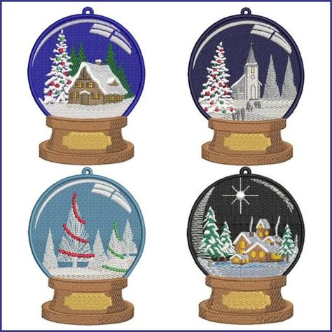 Stitch these #FreeStanding #MachineEmbroidery Snow Globes and hang them on your Christmas tree, wreathes and more this year. They're great to stitch and add as inserts with Christmas greetings cards too. Beat the holiday rush and get your set now! Snow Globe Pattern, Christmas Scene Embroidery, Christmas Embroidery Snow Globe, Cross Stitch Snow Globe Patterns, Lawn Fawn Snow Globe Scenes, Christmas Stitchery, Christmas Greetings Cards, Christmas Punch, History Page