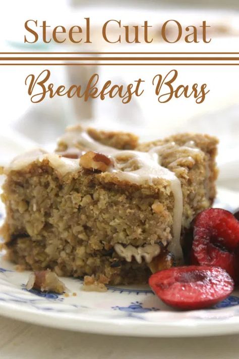 Oat Breakfast Bars, Steel Cut Oatmeal Recipes, Steel Cut Oats Recipe, Oat Breakfast, Steel Cut Oatmeal, Oats Breakfast, Steel Cut Oats, Oat Cookies, Oatmeal Bars