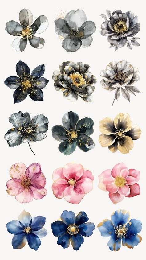 Watercolor flower illustration isolated element set | premium image by rawpixel.com / Adjima Digital Flowers Png, Watercolour Calligraphy, Watercolor Flower Illustration, Flowers Printable, Watercolor Elements, Watercolor Calligraphy, Print Design Art, Sip N Paint, Cards Making