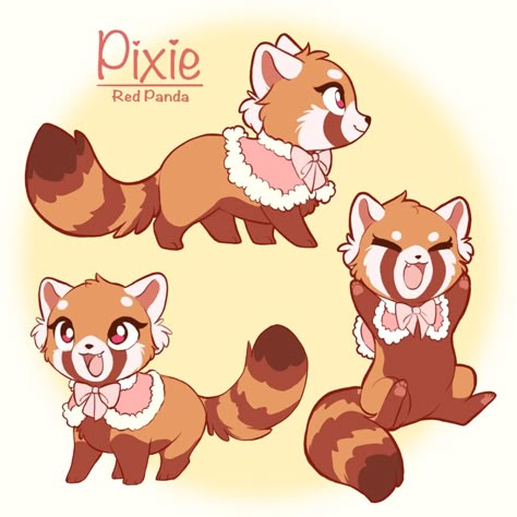 Red Panda Oc, Animal Cartoon Drawings, Panda Tail, Drawing Art Styles, Red Panda Cartoon, Cute Animal Cartoon, Pokemon Eevee Evolutions, Panda Illustration, Panda Drawing