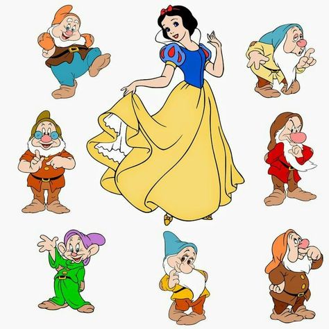 Snow White and the Seven Dwarfs Disneyland Scrapbook, Disneyland Ideas, Snow White Characters, Mario Svg, Snow White 7 Dwarfs, Snow White Birthday Party, Organizator Grafic, Sette Nani, Snow White Seven Dwarfs