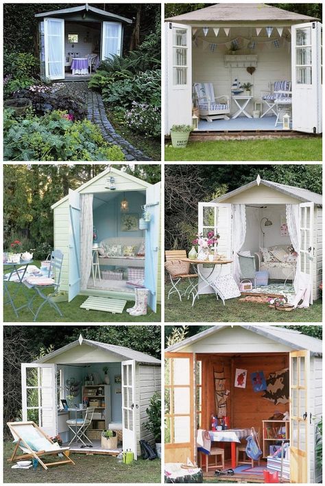 Outdoor Shed Transformations | transform your outdoor into a… | Flickr Lady Cave, Summer House Interiors, Outdoor Shed, Writing Studio, Seaside Garden, Summer Houses, Patio Pergola, Tea Rooms, Storage Sheds