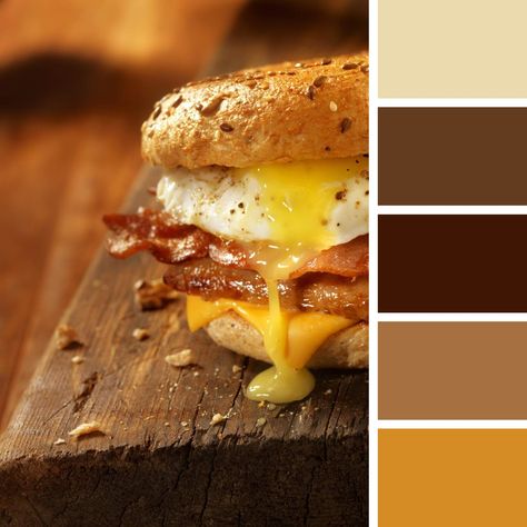 Palette Challenge, Cheese Breakfast, Bacon Egg And Cheese, Food Inspired, Egg Sandwich, Egg And Cheese, Color Palette Challenge, Egg Sandwiches, Bacon Egg