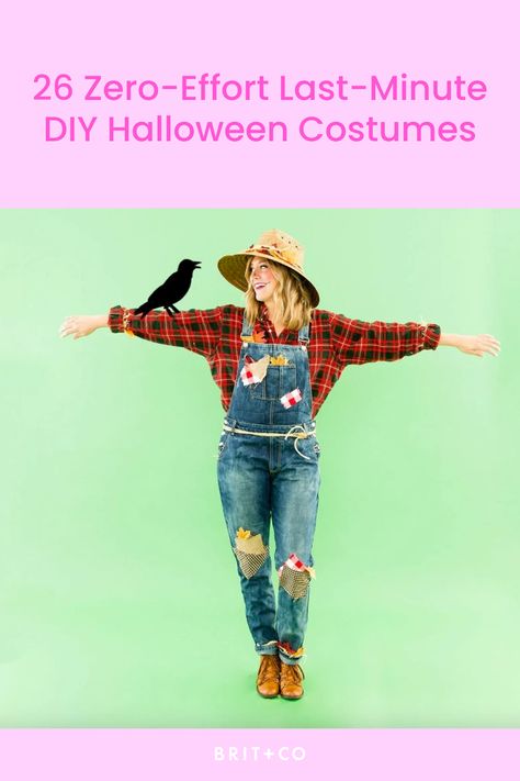 If spooky season isn't your favorite time of year, Halloween costumes might definitely play a big part in that. If you're just waiting for October 31st to be over, don't worry because the costumes on this list all have one thing in common: every single one can be made with items that you (or your friends) already have in your closet, meaning you'll be able to keep your shopping minimal, if you even have to shop at all. Scarecrow Outfit, Diy Scarecrow Costume, Modest Halloween Costumes, Costumes Faciles, Halloween Costumes Scarecrow, Diy Scarecrow, Pregnant Halloween Costumes, Diy Couples Costumes, Scarecrow Costume