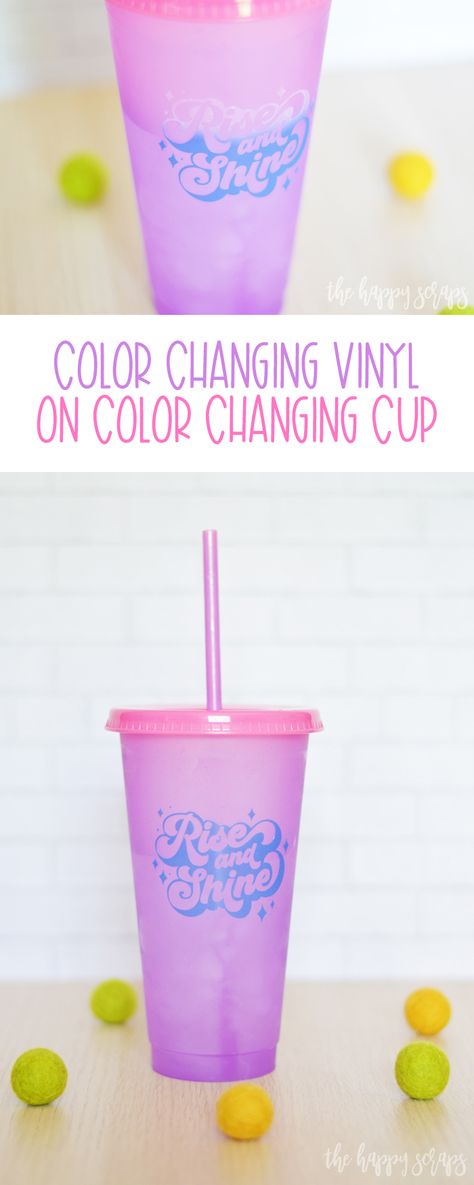 Create this fun Color Changing Vinyl on Color Changing Cup project in just a few easy steps! It's magical to watch the colors change! Color Changing Tumbler Vinyl Ideas, Color Changing Cups Vinyl Ideas, Color Changing Vinyl Ideas, Cup Ideas Vinyl, Color Changing Vinyl, Color Changing Cups, Starbucks Cup Art, Personalized Bow, Gift Wrapping Inspiration