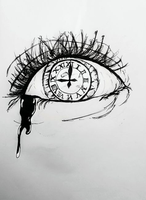 Clock Eye Drawing, Gothic Eye Tattoo Design, Demonic Eyes Drawing, Shoulder Eye Tattoo, Blind Eye Tattoo, Closing Eyes Drawing, Tattoo Reminders, Eyes Tattoo Men, Eye Tattoos