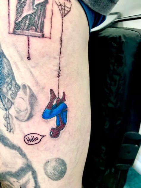 Spiderman tattoo done by Jon Koon at Artistic studio hair and tattoo Singapore Spiderman Forearm Tattoo, Spiderman Tatoos Ideas, Spiderman Web Tattoo, Comic Style Tattoo, Dc Comics Tattoos, Spider Man Tattoo Ideas, Spiderman Tattoo Design, Tattoo Spiderman, Spiderman Tattoos