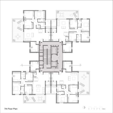 Plan Residential Building Plan, Residential Architecture Apartment, Z Design, Building Design Plan, Residential Building Design, Building Layout, Apartment Floor Plan, Design Building, Apartment Floor Plans