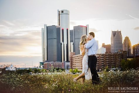 Detroit Engagement Pictures with Simona and Alex by Southeast Michigan's best wedding photographer Kellie Saunders - Michigan Wedding Photographers in Detroit, Ann Arbor, Rochester, Birmingham, and Royal Oak Riverfront Wedding, Detroit Engagement Photos, Wedding Photography Pricing, Downtown Detroit, City Engagement Photos, Downtown Wedding, Engagement Shots, Detroit Institute Of Arts, Engagement Photo Locations